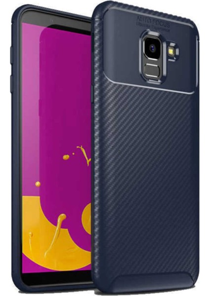 Samsung Galaxy J6 Karbon Tasarımlı Kapak Lacivert