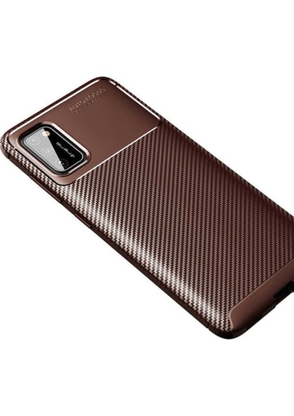 Samsung Galaxy A02S Karbon Tasarımlı Kapak Kahverengi