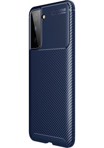 Samsung Galaxy S21 Plus Karbon Tasarımlı Kapak Lacivert