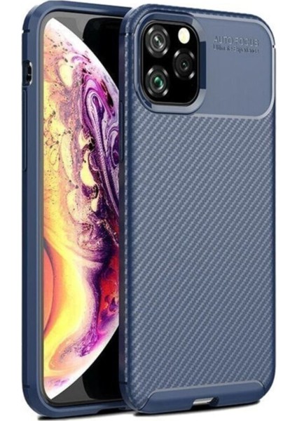 Apple iPhone 11 Promax Karbon Tasarımlı Kapak Lacivert