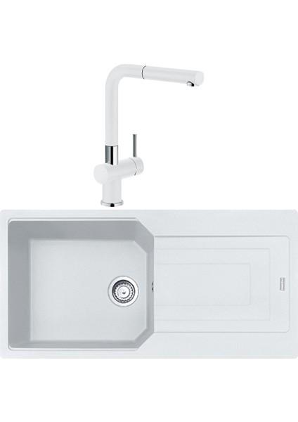Urban Ubg 611-100 Tek Gözlü Granit Eviye + Active Plus Doccia Armatür (Bianco)