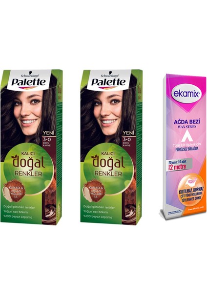 Palette Saç Boyası Doğal Renk 3-0 Koyu Kahve 2 Li +Ağda Bezi