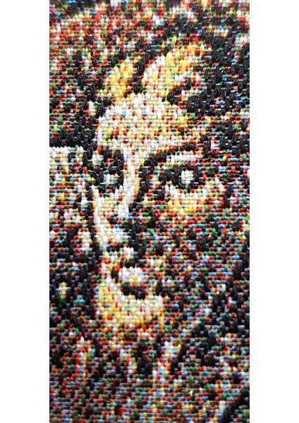 Kanvas Bez Çanta - Dokuma Kumaş Desenli - Iç Cepli ve Cırtlı - 36 x 40 cm - Michelangelo