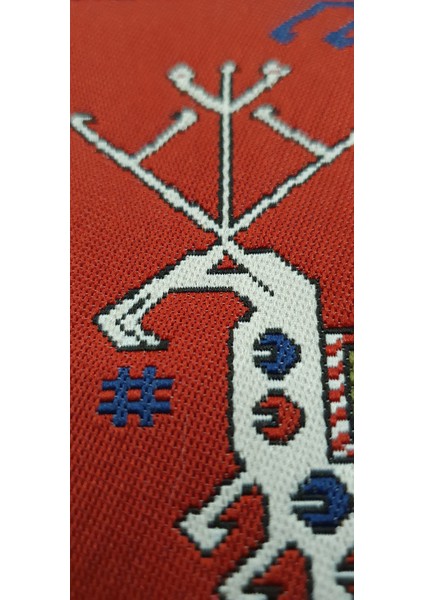 Kanvas Bez Çanta - Dokuma Kumaş Desenli - Iç Cepli ve Cırtlı - 36 x 40 cm - Kilim Desenli fırsatları