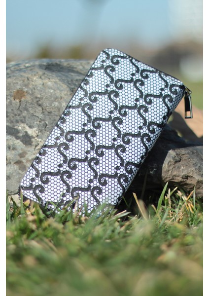 Kadın Cüzdan ve Kartlık - Dantel Desenli - Siyah Beyaz Renkli - Dokuma Kumaşlı - 9,75CM x 19,50CM fiyatları