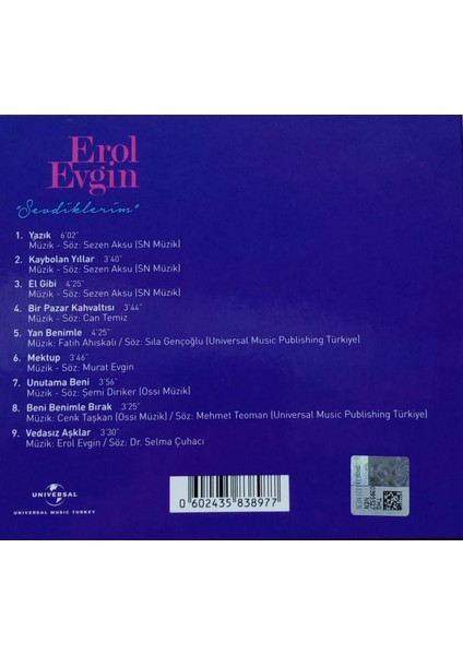 Erol Evgin - Sevdiklerim Akustik - CD