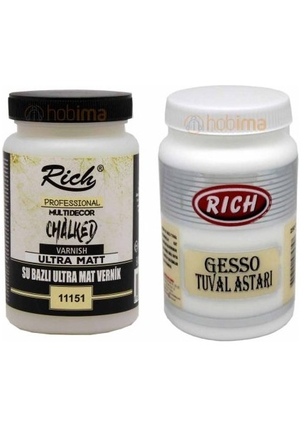 Gesso Tuval Astarı 250 cc + Ultra Mat Varnish Chalked 250 cc