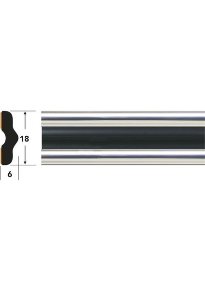Krom-Siyah Yapışkanlı Nikelaj Tampon Panjur Şeridi 18 mm 3 Metre