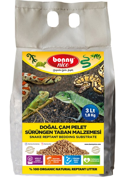 Doğal Çam Pellet Sürüngen Taban Malzemesi 1.8 kg 3 L x 10 Paket