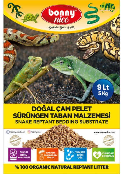 Doğal Çam Pellet Sürüngen Taban Malzemesi 5 kg 9 L