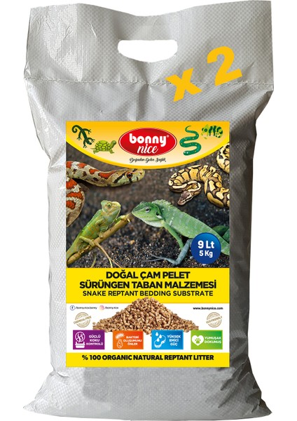 Doğal Çam Pellet Sürüngen Taban Malzemesi 5 kg 9 L x 2 Paket