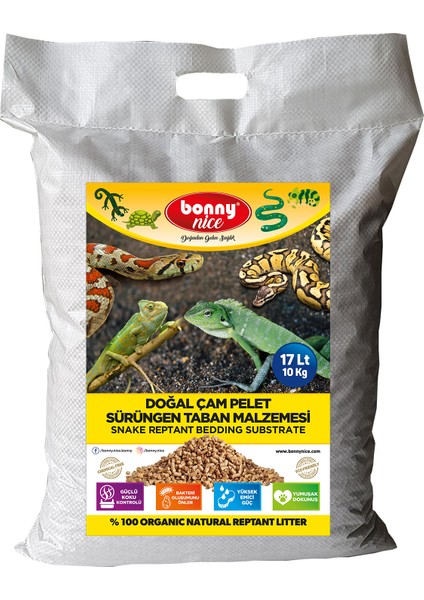 Doğal Çam Pellet Sürüngen Taban Malzemesi 10 kg 17 L