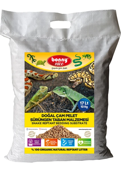 Bonny Nice Doğal Çam Pellet Sürüngen Taban Malzemesi 10 kg 17 L