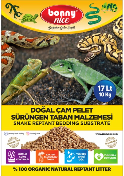 Doğal Çam Pellet Sürüngen Taban Malzemesi 10 kg 17 L