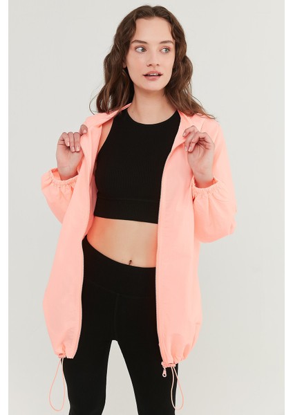 Parlak Koral Neon Crinkle Raincoat