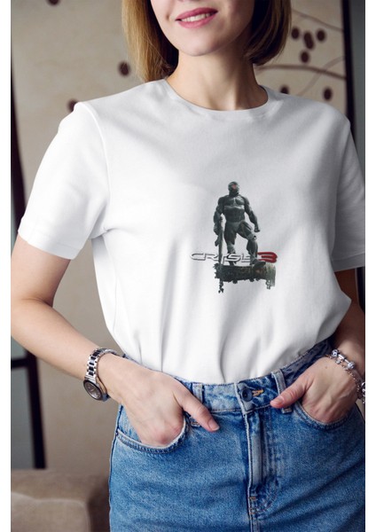 Kio Tasarım Crysis3 Oyun Ve Karakter Logosu Baskılı T-Shirt Kadın Sevgililer-Doğum-Günü Hediye