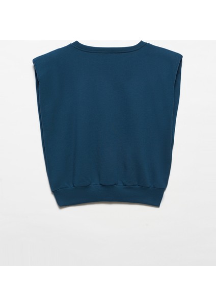 3588 Crop Vatkalı Sweatshirt-Petrol fiyatları