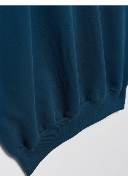 3588 Crop Vatkalı Sweatshirt-Petrol modelleri