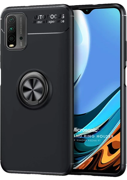 Xiaomi Redmi 9t Kılıf Kickstand Ring Holder Siyah