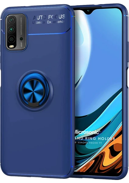 Xiaomi Redmi 9t Kılıf Kickstand Ring Holder Lacivert