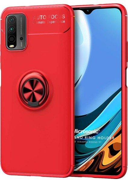 Xiaomi Redmi 9t Kılıf Kickstand Ring Holder Kırmızı