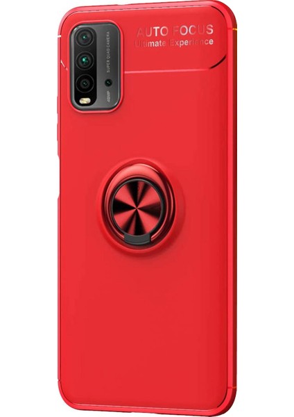 Xiaomi Redmi 9t Kılıf Kickstand Ring Holder Kırmızı