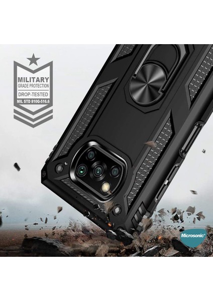 Xiaomi Poco X3 Nfc Kılıf Military Ring Holder Kırmızı