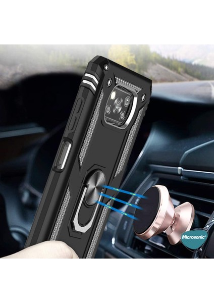 Xiaomi Poco X3 Nfc Kılıf Military Ring Holder Kırmızı