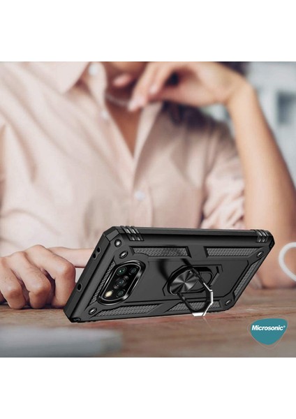 Xiaomi Poco X3 Nfc Kılıf Military Ring Holder Kırmızı