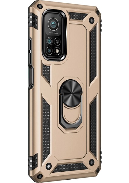 Xiaomi Mi 10T Kılıf Military Ring Holder Gold fiyatları