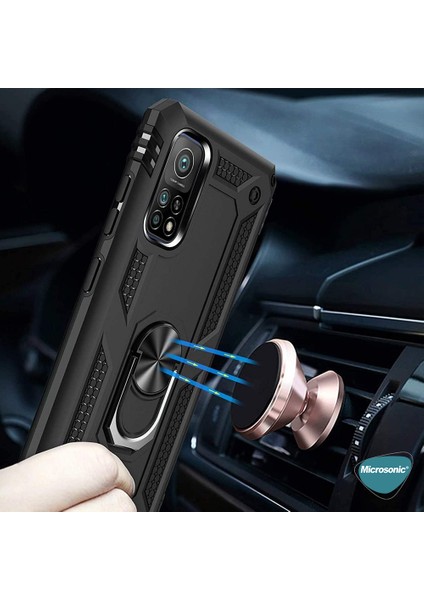 Xiaomi Mi 10T Kılıf Military Ring Holder Gold modelleri