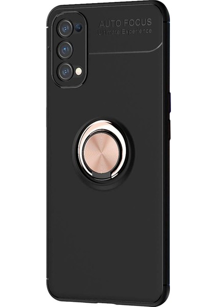 Oppo Reno 5 5g Kılıf Kickstand Ring Holder Siyah Rose fiyatları