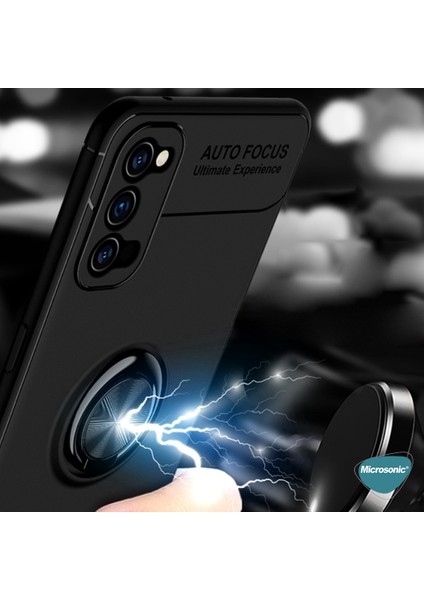 Oppo Reno 5 5g Kılıf Kickstand Ring Holder Siyah Rose modelleri