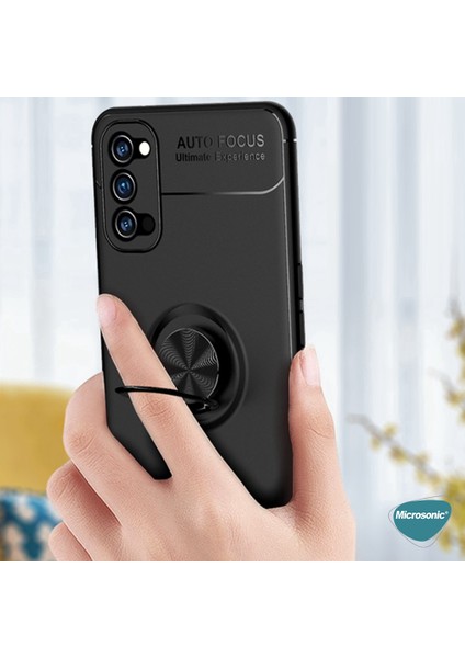 Oppo Reno 5 5g Kılıf Kickstand Ring Holder Siyah Rose indirimleri