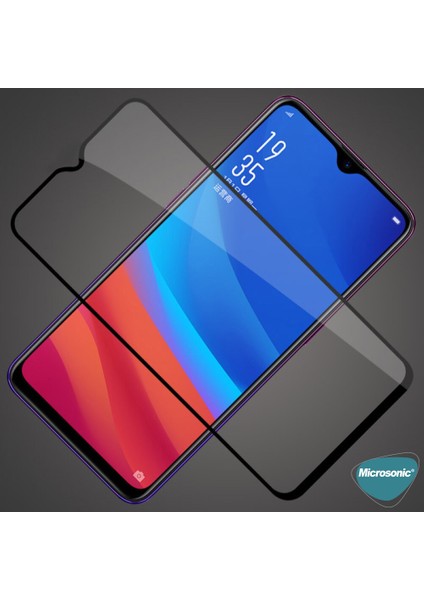 Oppo A15S Tam Kaplayan Temperli Cam Ekran Koruyucu Siyah