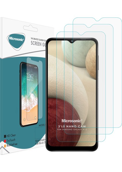 Samsung Galaxy A12 Screen Protector Nano Glass Cam Ekran Koruyucu (3'lü Paket)