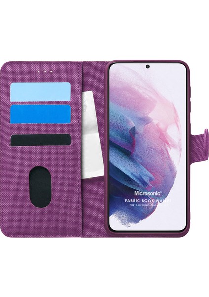 Samsung Galaxy S21 Kılıf Fabric Book Wallet Mor
