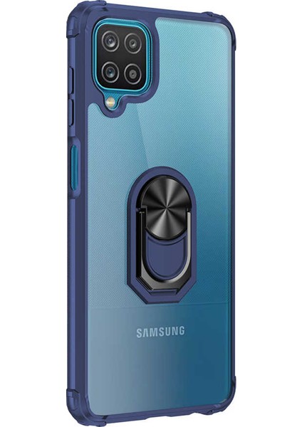 Samsung Galaxy A12 Kılıf Grande Clear Ring Holder Lacivert