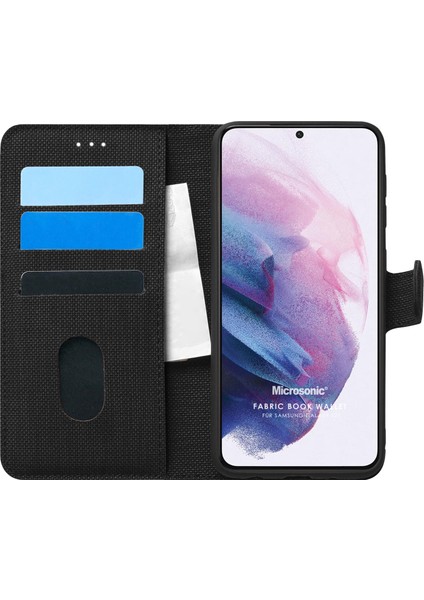 Samsung Galaxy S21 Kılıf Fabric Book Wallet Siyah