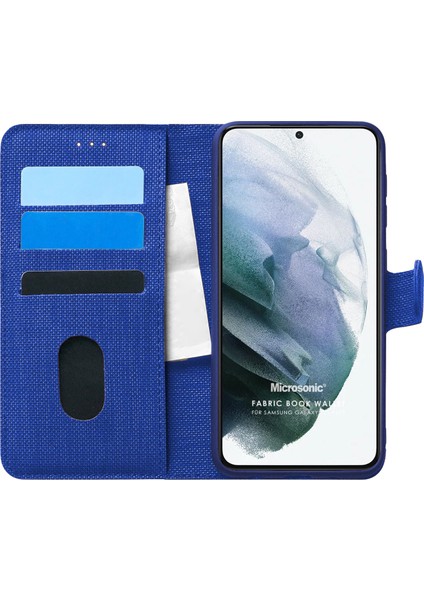 Samsung Galaxy S21 Plus Kılıf Fabric Book Wallet Lacivert