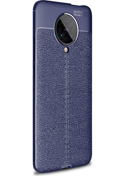 Xiaomi Redmi K30 Pro Kılıf Deri Dokulu Silikon Lacivert