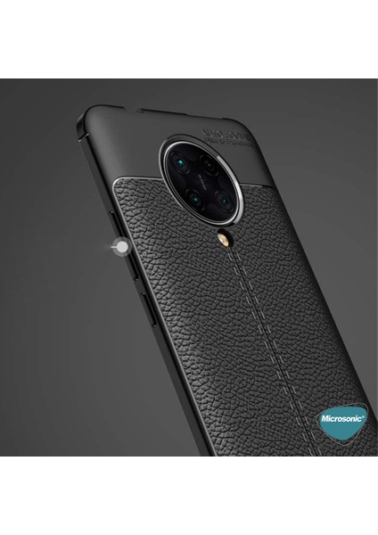 Xiaomi Redmi K30 Pro Kılıf Deri Dokulu Silikon Lacivert