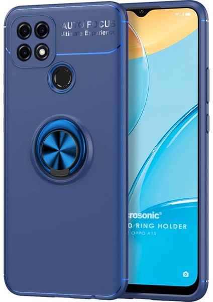 Oppo A15S Kılıf Kickstand Ring Holder Lacivert