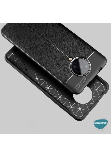 Xiaomi Poco F2 Pro Kılıf Deri Dokulu Silikon Kırmızı