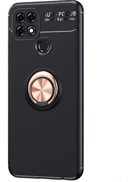 Oppo A15S Kılıf Kickstand Ring Holder Siyah Rose fiyatları