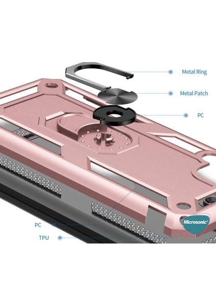 Oppo Reno 4 Lite Kılıf Military Ring Holder Kırmızı