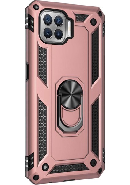 Oppo Reno 4 Lite Kılıf Military Ring Holder Rose Gold fiyatları