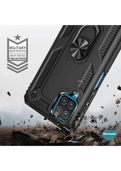 Samsung Galaxy A12 Kılıf Military Ring Holder Kırmızı modelleri
