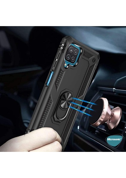 Samsung Galaxy A12 Kılıf Military Ring Holder Kırmızı fırsatları