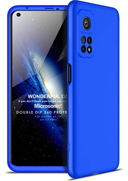 Xiaomi Mi 10T Kılıf Double Dip 360 Protective Mavi